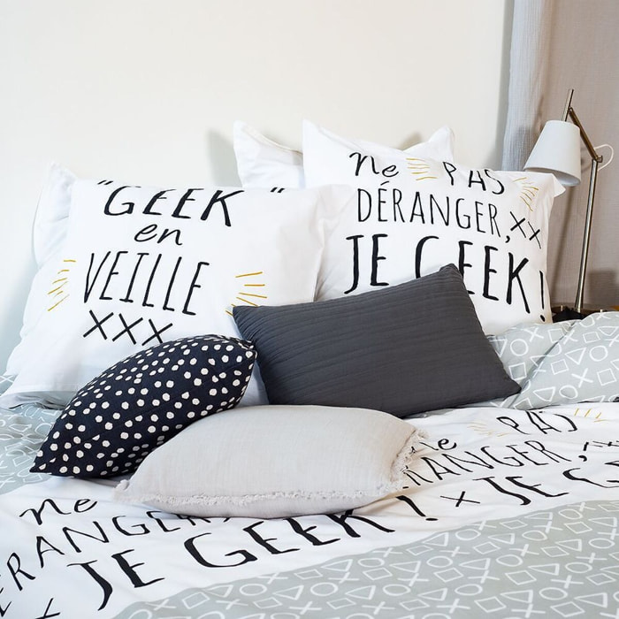 Parure Housse De Couette 3pcs 100% Coton 57 Fils GEEK