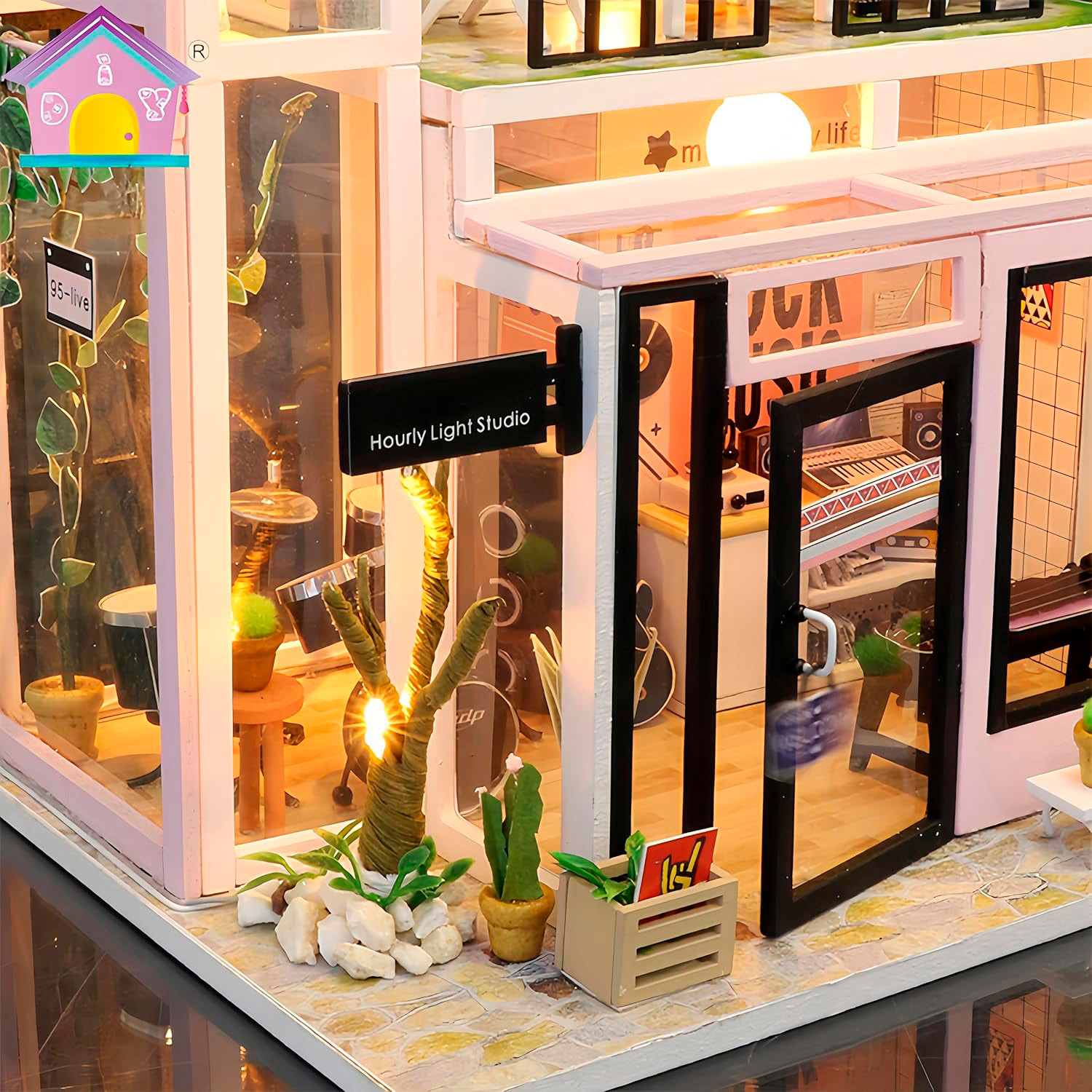 Estudio de música. Maqueta 3D realista con gran detalle y luces led.