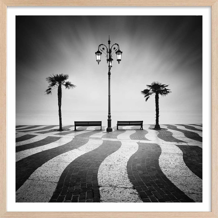 Poster front de mer Affiche + cadre en bois - Chêne