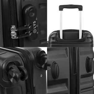 Juego de 3 maletas Trolley, en material ligero ABS de alta resistencia. Cerradura numérica y 4 ruedas giratorias 360° extraibles en la maleta grande.