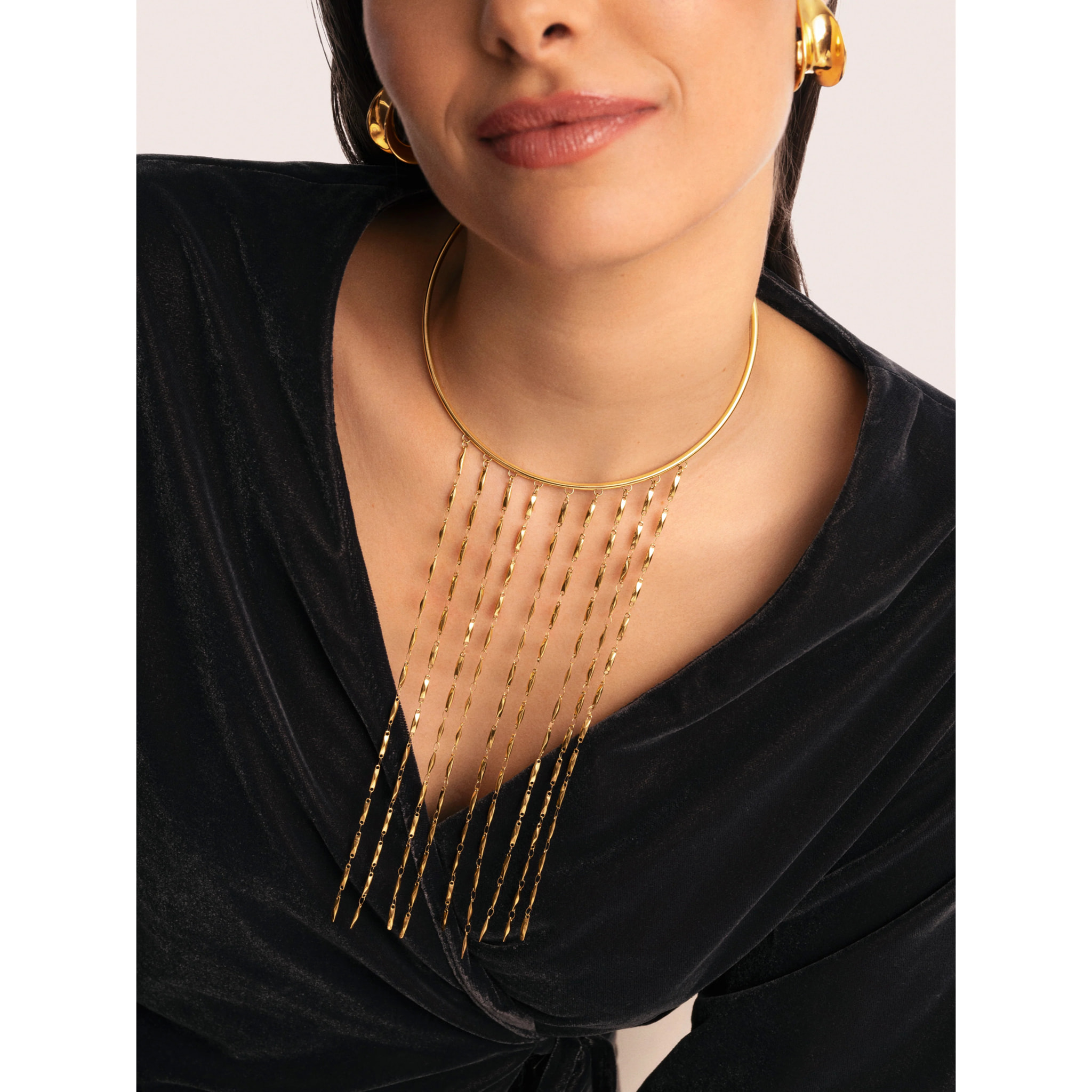 Choker Line Zahara Acero Baño Oro