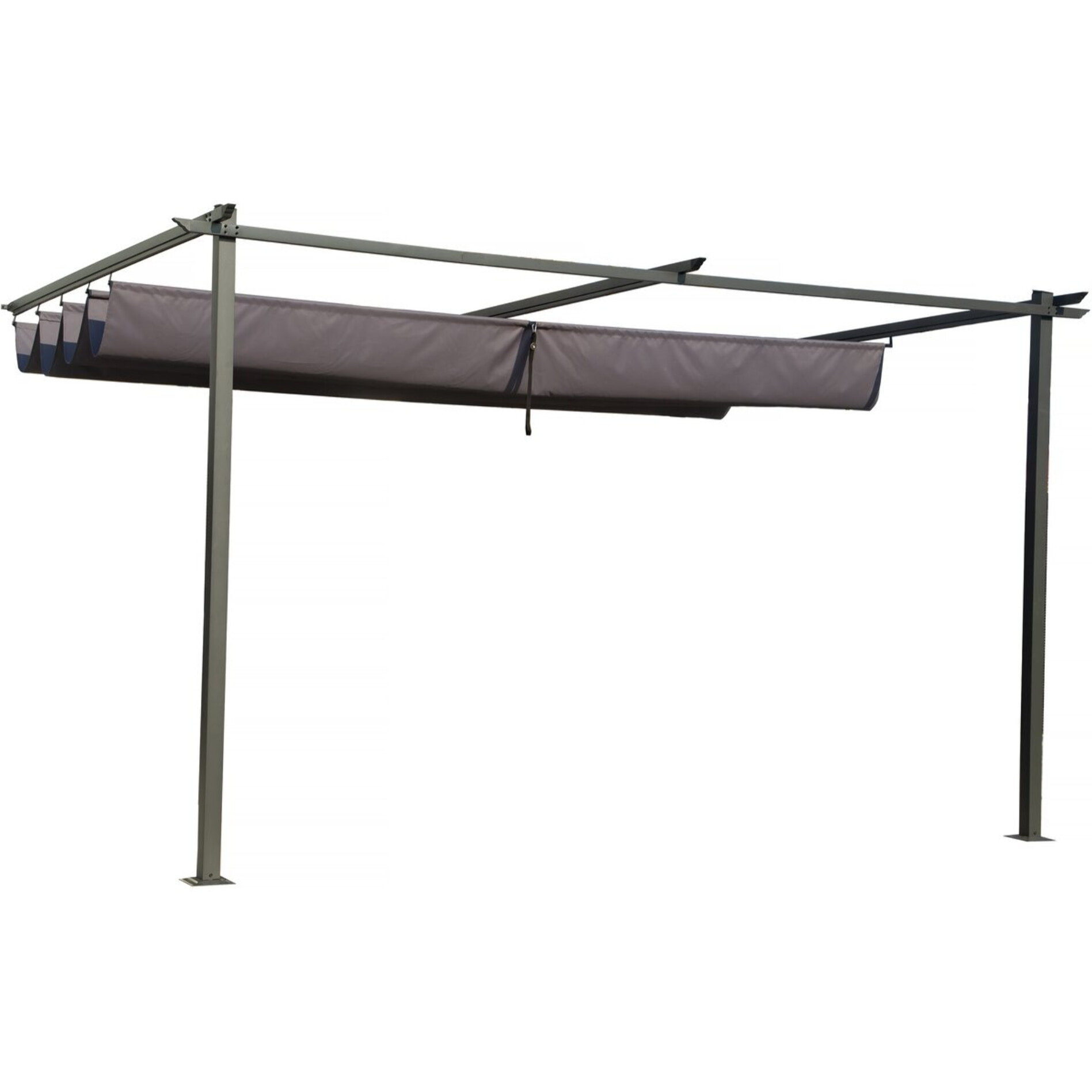 Pergola adossée en métal avec toit rétractable -  3 x 4 m - Gris anthracite