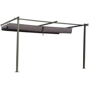 Pergola adossée en métal avec toit rétractable -  3 x 4 m - Gris anthracite