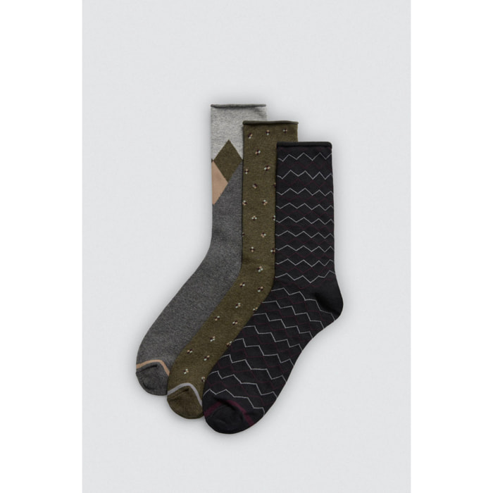 Confezione da 3 calzini alti senza risvolto stampati