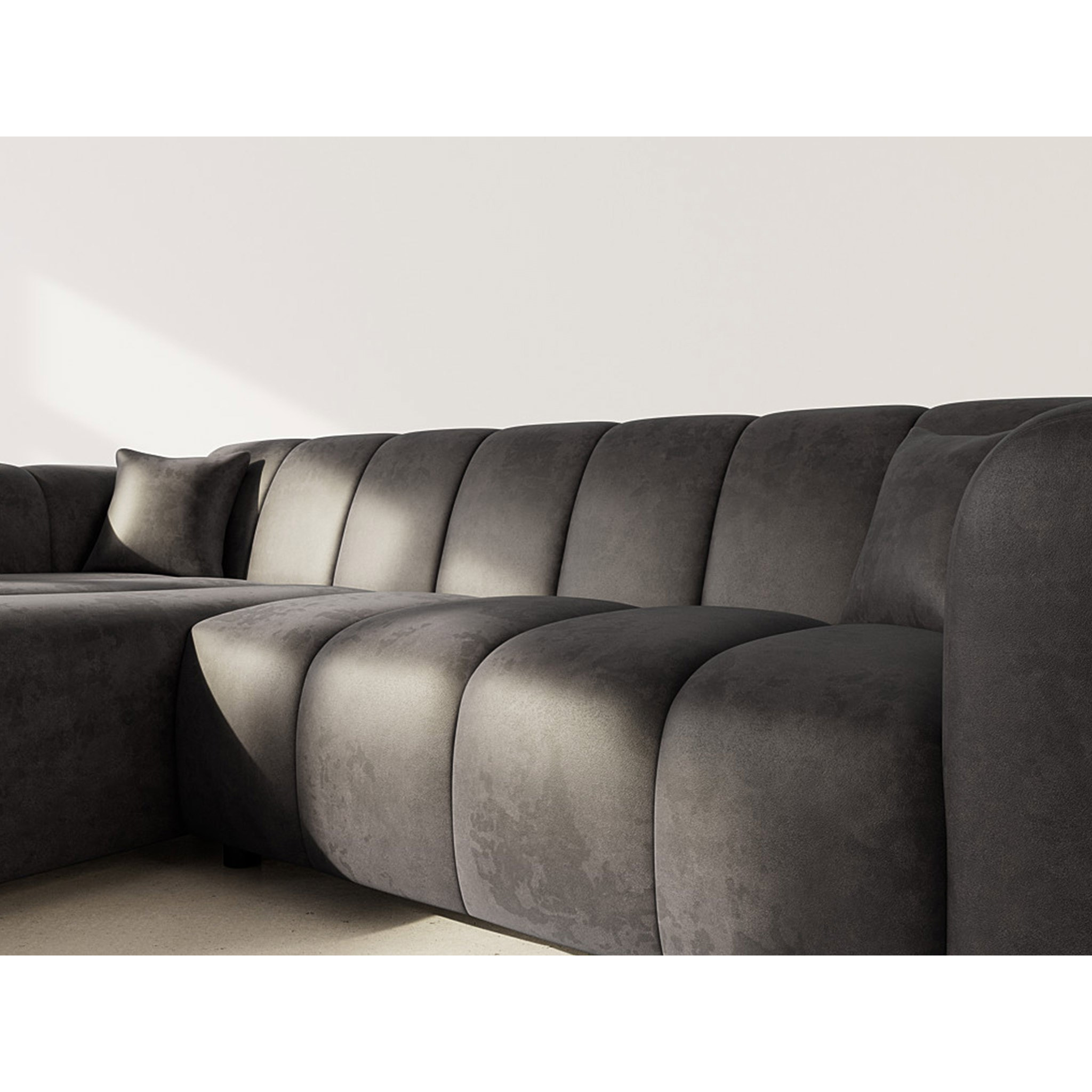 Curtis - canapé d'angle gauche 4 places en simili - Noir