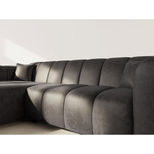 Curtis - canapé d'angle gauche 4 places en simili - Noir