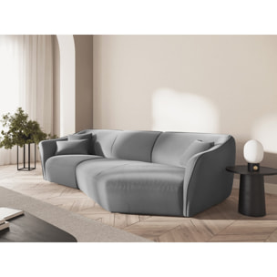 Canapé d'angle droit modulable "Tokyo" 5 places en velours gris clair