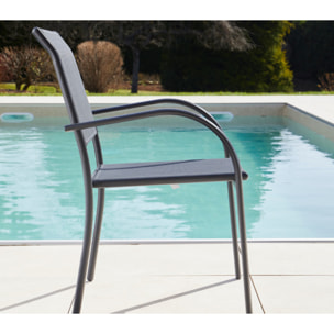 Ensemble table et chaises de jardin  - gris anthracite et vert sauge - HONFLEUR XL BEZIERS