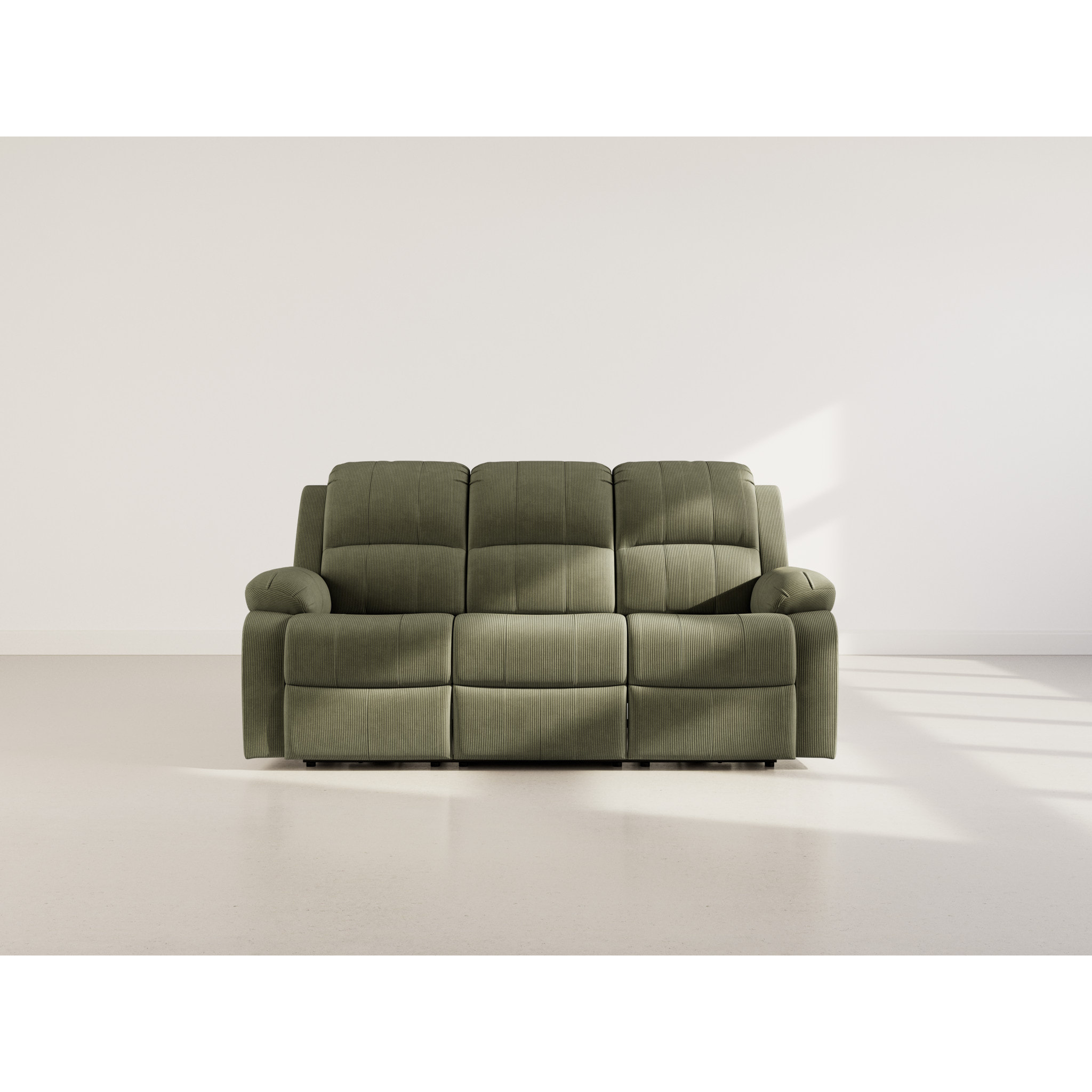 Armand - Canapé 3 places relax électrique en velours côtelé - Vert