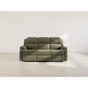 Armand - Canapé 3 places relax électrique en velours côtelé - Vert