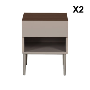 Table de chevet métal et décor bois 1 porte 1 niche (lot de 2) ASHTON