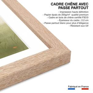 Affiche enfant hiboux amoureux  Affiche + cadre en bois - Chêne