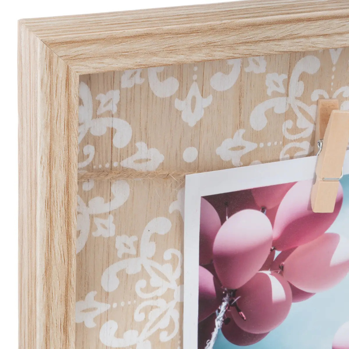 Porte-photos "Telma" en bois et corde 48x48cm