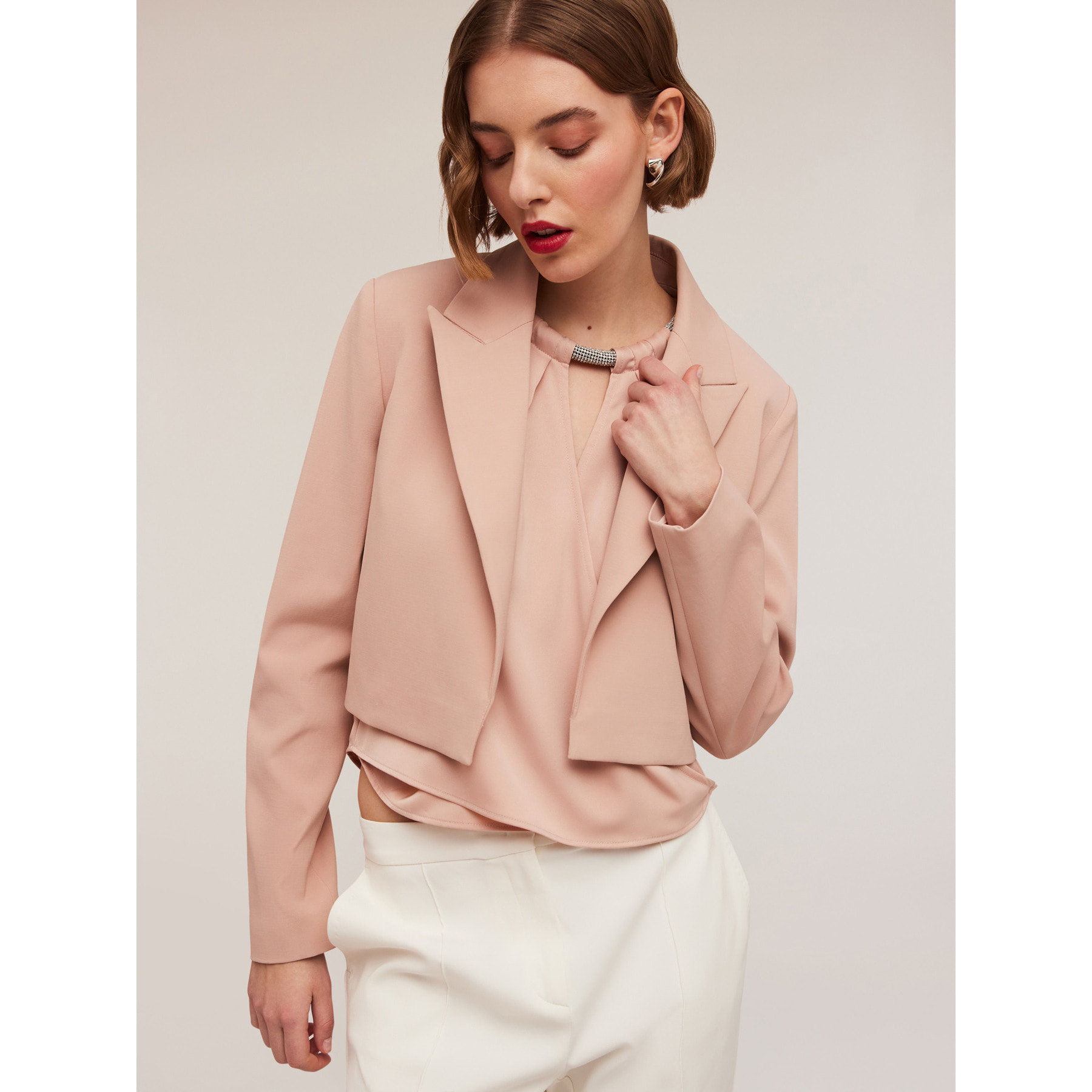 Motivi - Chaqueta Spencer de lona mezcla de algodón - Rosa