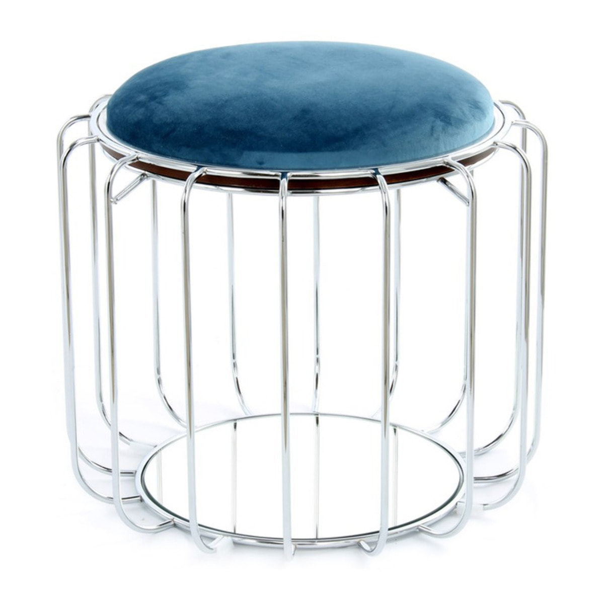 Tavolino e Pouf 2-in-1 Comfortable Petrolio e Argento