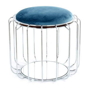 Tavolino e Pouf 2-in-1 Comfortable Petrolio e Argento