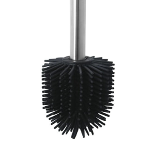 Brosse wc avec support Acier & Bambou ADONIS Gris Noir mat - Poils résistants en silicone Spirella