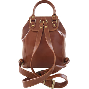 Zaino Donna in Vera Pelle, Zaino Elegante Vintage con Tasca Frontale e Chiusura Magnetica e a Coulisse