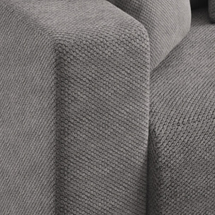 GLORIA - Canapé d'angle droit convertible 4 places en tissu gris foncé