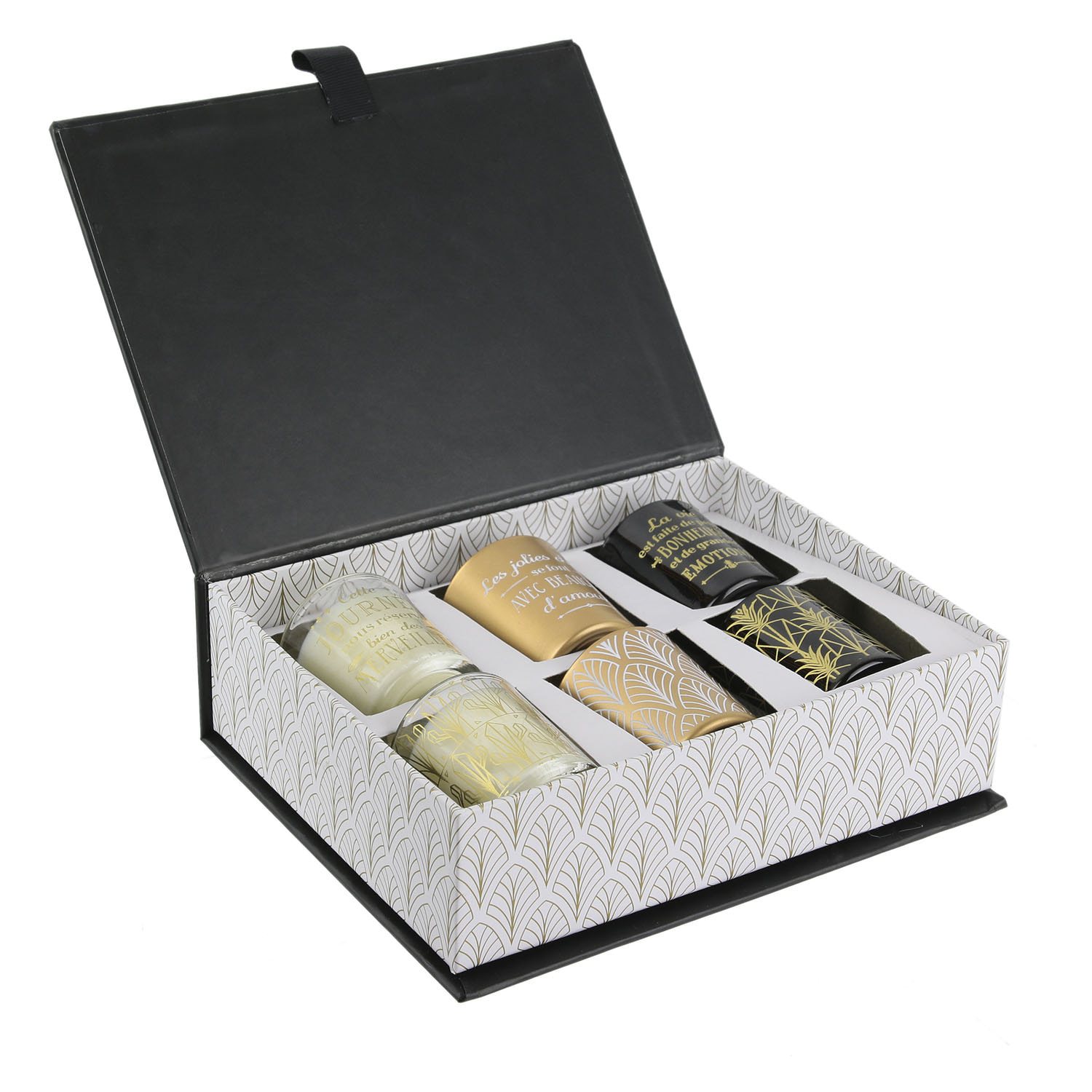 BOUGIE PARFUMEE X6 COFFRET NOIR HOME DECO ART