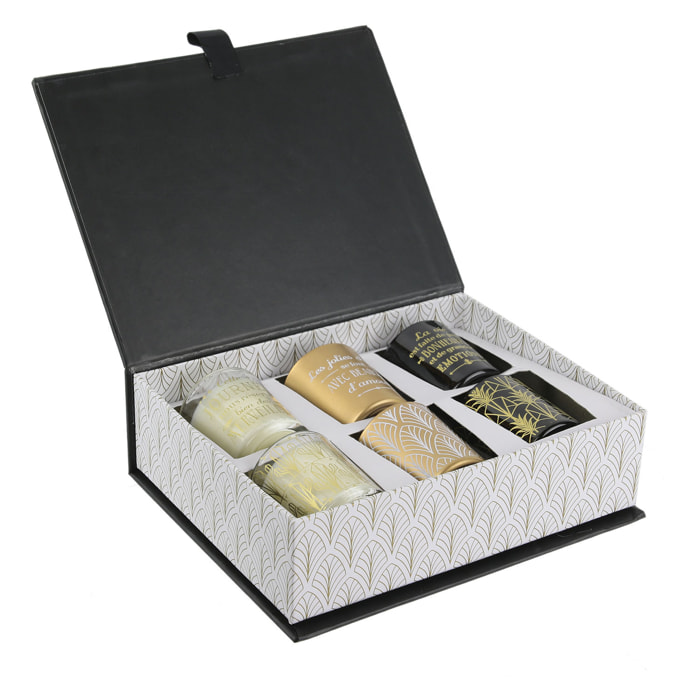 BOUGIE PARFUMEE X6 COFFRET NOIR HOME DECO ART
