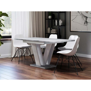 Xandriel - table à manger extensible - gris et blanc - 4 à 6 personnes - Blanc/chêne clair