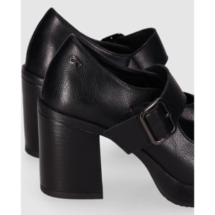 Zapatos de Piel - Negro - Tacón: 6 cm