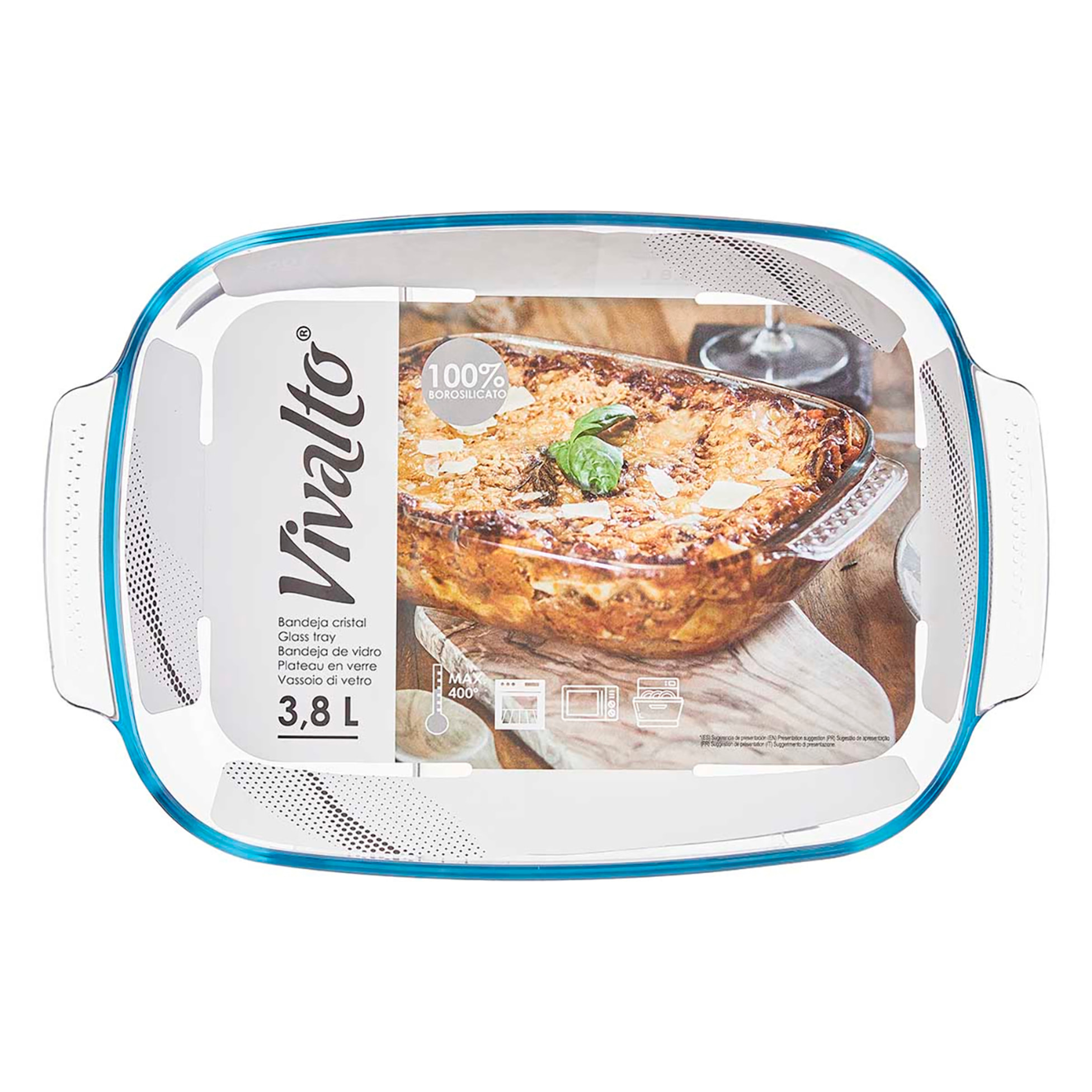 BANDEJA BOROSILICATO RECTANGULAR ASAS 3800ML