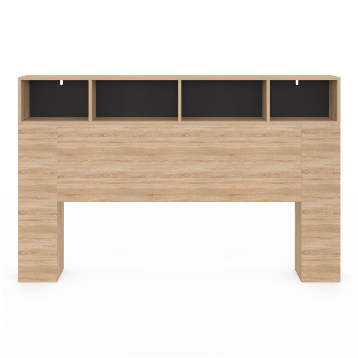 Tête de lit Léo bois et noire avec rangements 165 cm