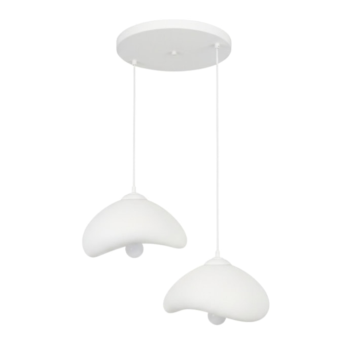 Luminaire design 2 suspensions en fibre de verre blanc SELVA