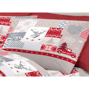 Completo Lenzuola in 100% Cotone Made In Italy Alpi Rosso