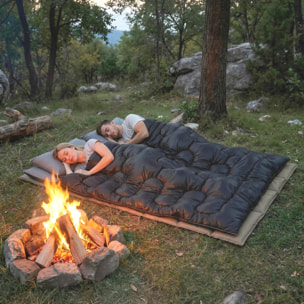 Sac de couchage double ou simple modulable 2 en 1 gris noir