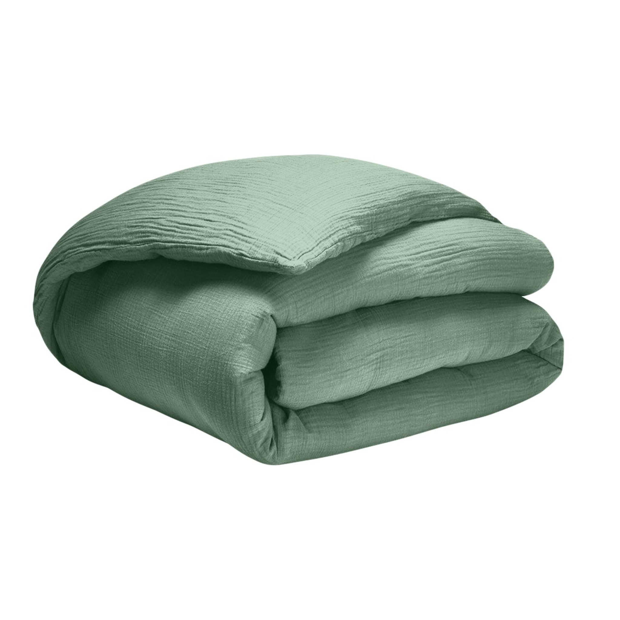 Housse de couette gaze de coton vert givrée
