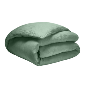 Housse de couette gaze de coton vert givrée