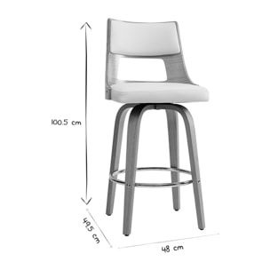 Tabouret de bar scandinave pivotant blanc et bois clair H69 cm GARBO