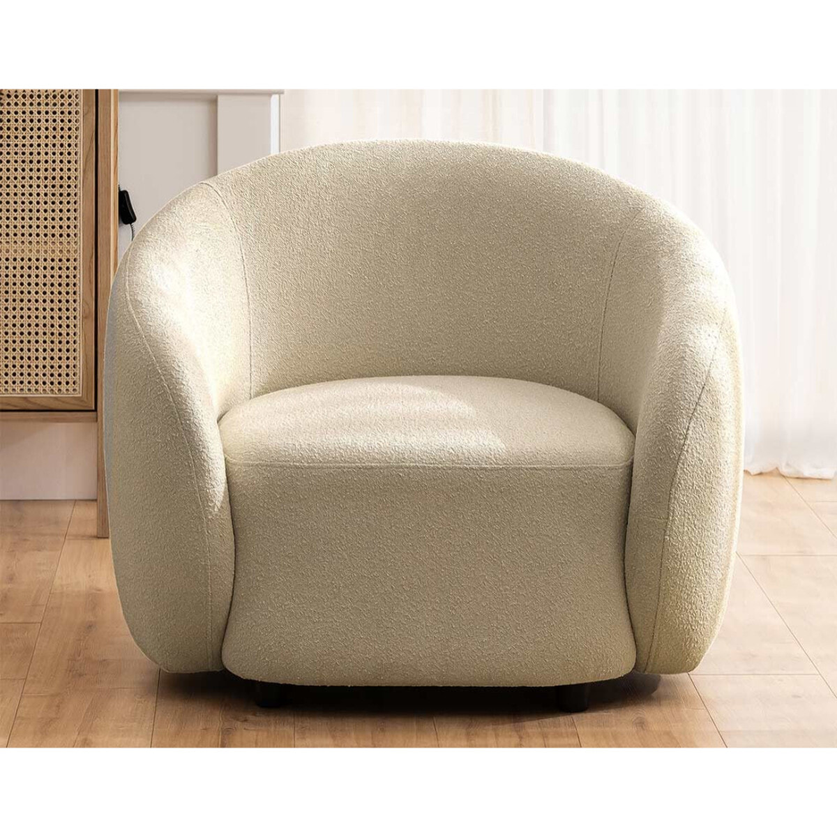 Flore - Fauteuil en tissu bouclette - Taupe