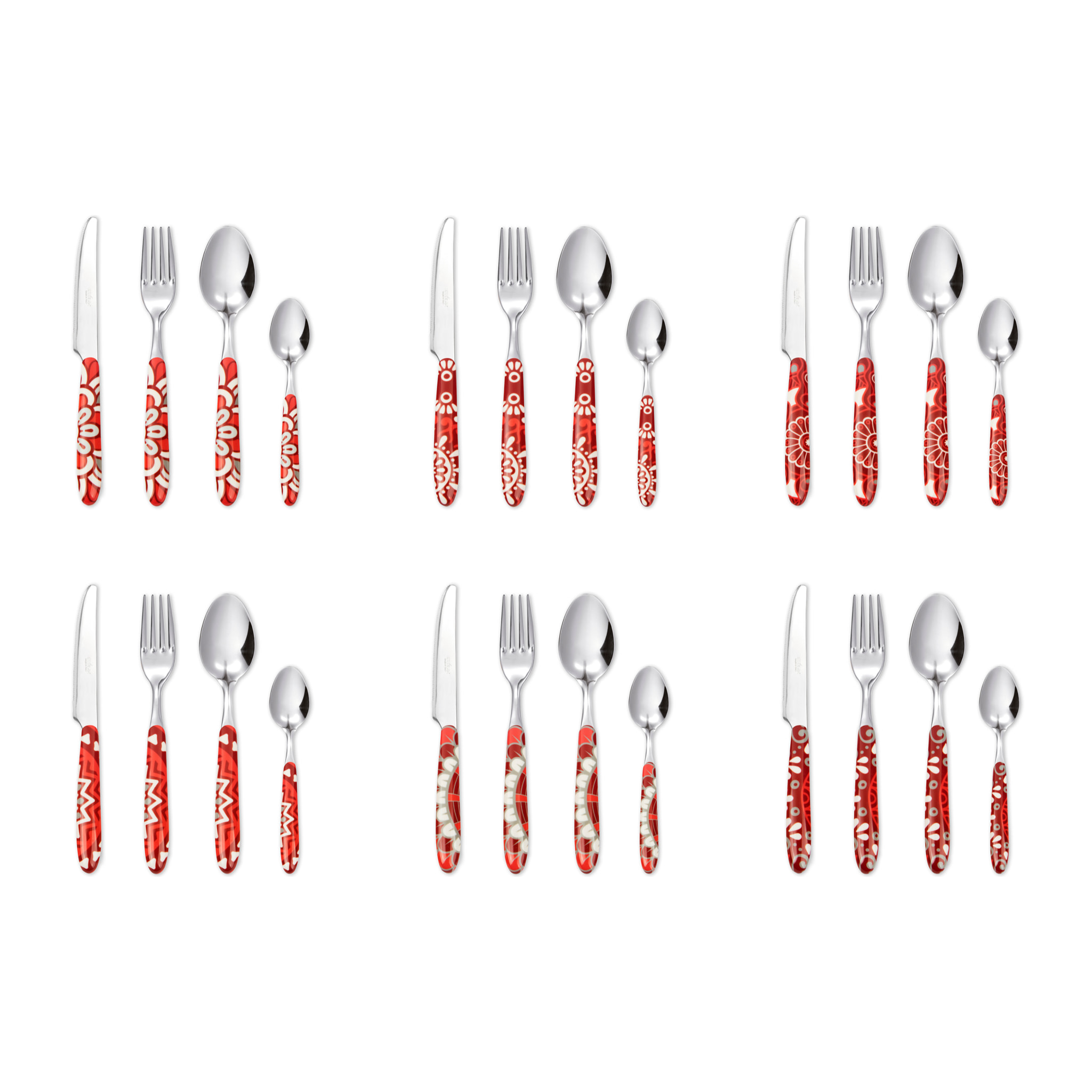Set 24 posate Excelsa – Mandala Red, Acciaio inox Rosso