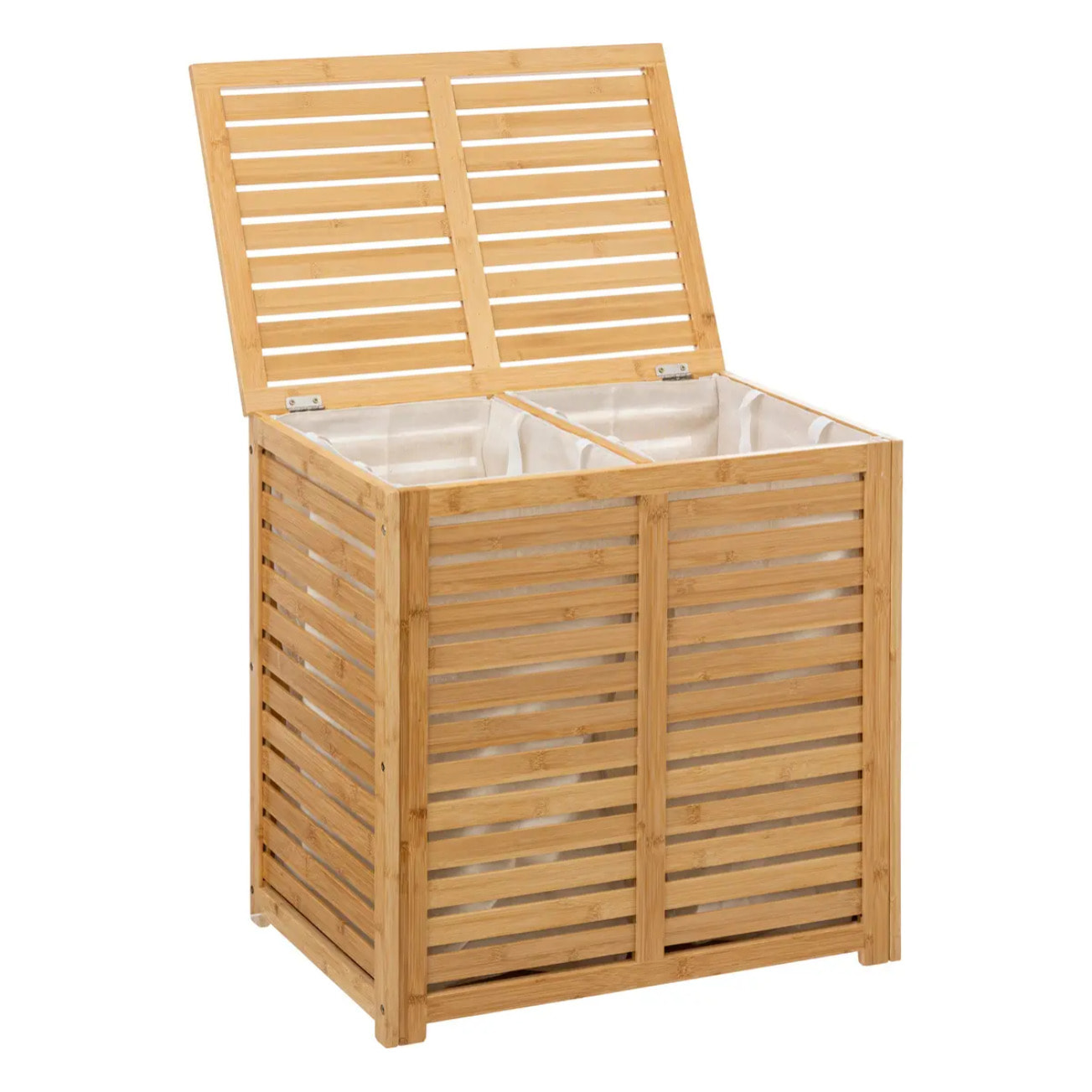 Panier à linge double 50L "Sicela" bambou