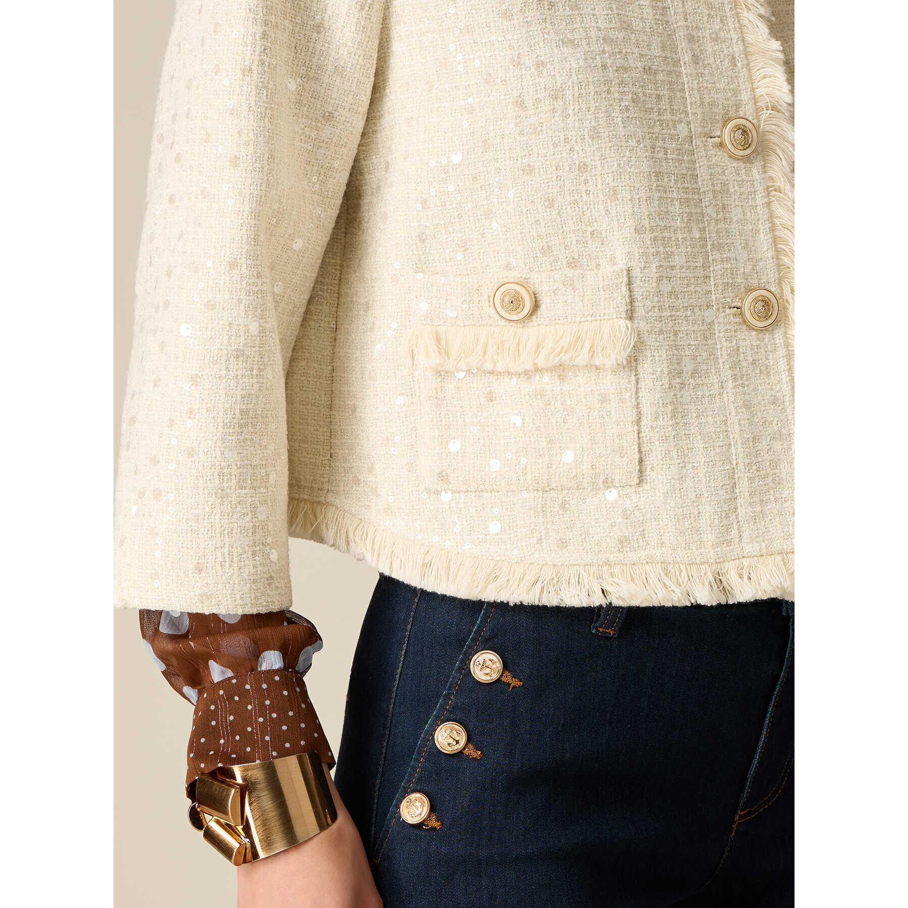 Oltre - Giacca in tweed con paillettes - Bianco