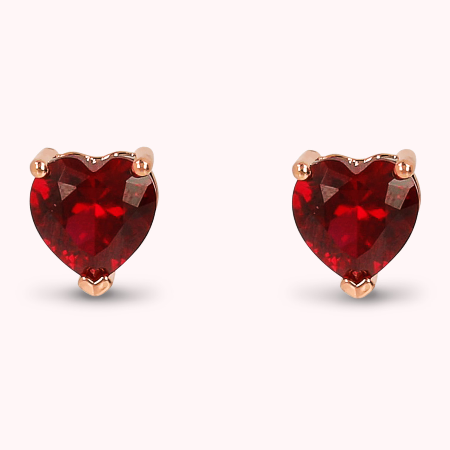 Orecchini Cuore a Lobo in Cubic Zirconia Rosse