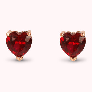 Orecchini Cuore a Lobo in Cubic Zirconia Rosse