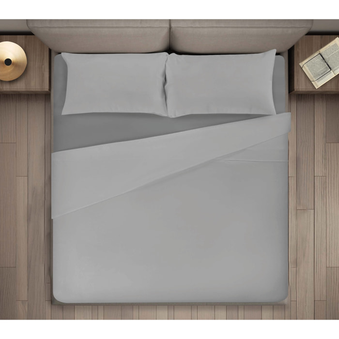 COMPLETO LENZUOLA LETTO UNA PIAZZA E MEZZA BICOLOR GRIGIO