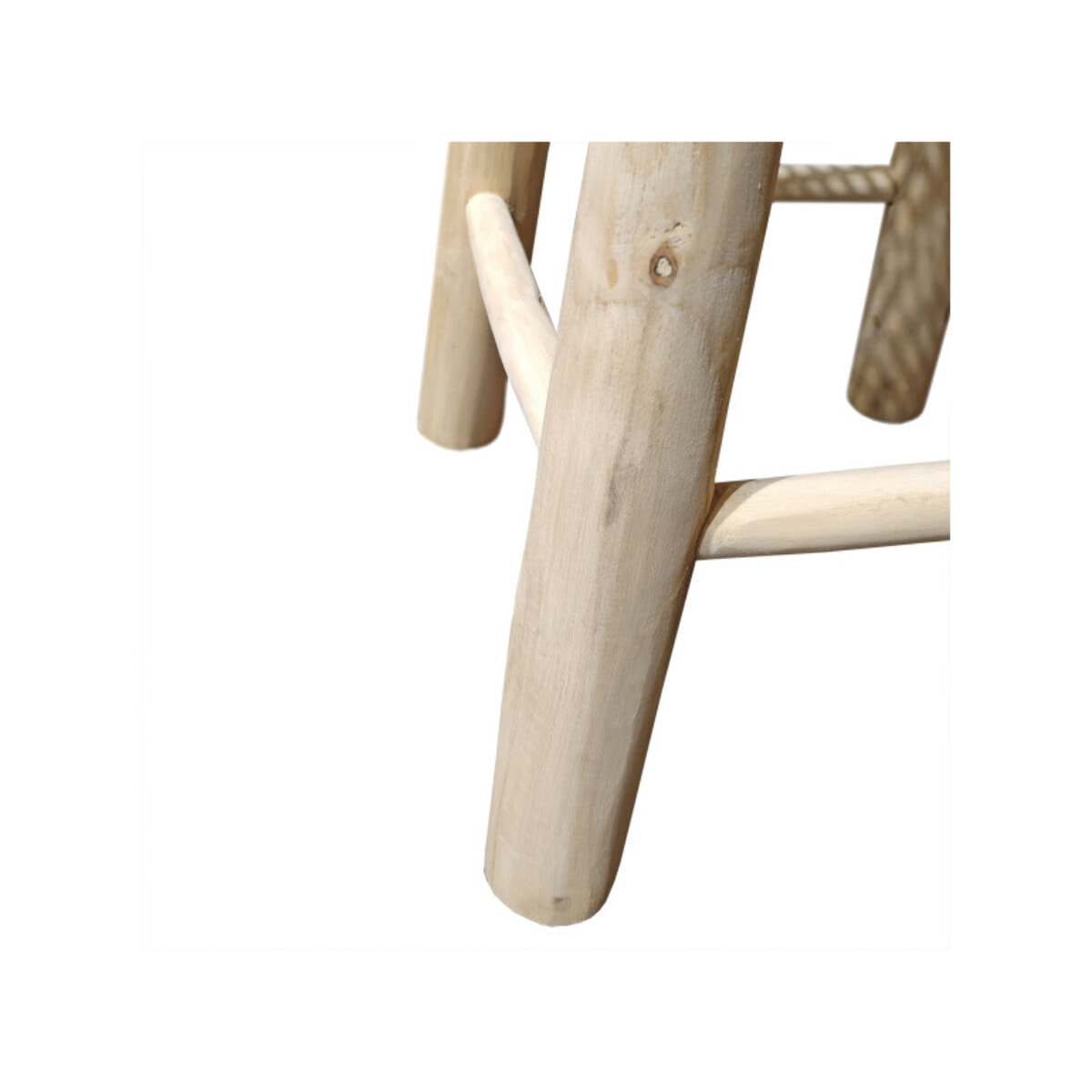 Table d'appoint ronde D. 40 cm bois de teck massif et rotin - LINA