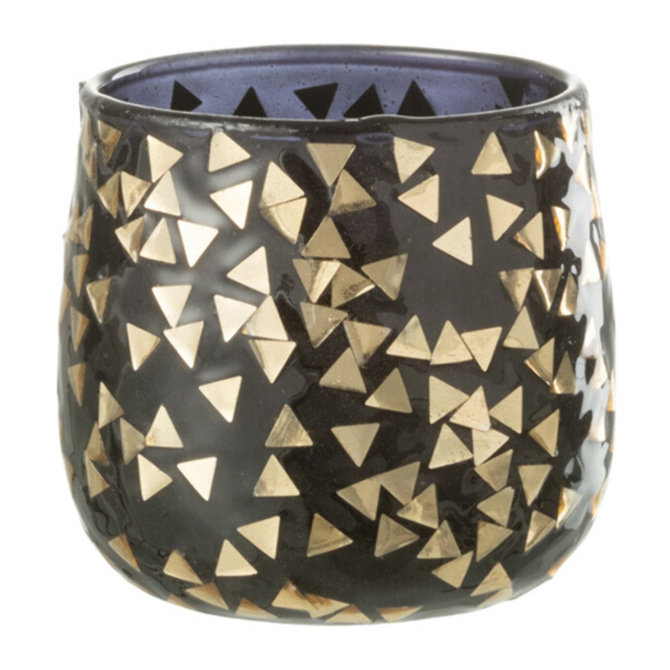 J-Line bougeoir Triangle - verre - noir/or - small - 4 pcs