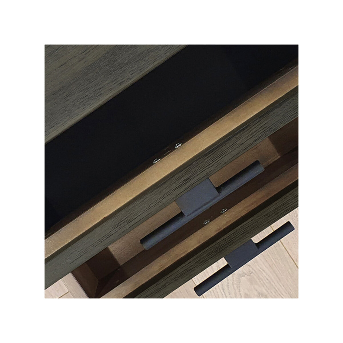 Bureau avec rangements en bois massif cendré et métal noir - BELLAGIO