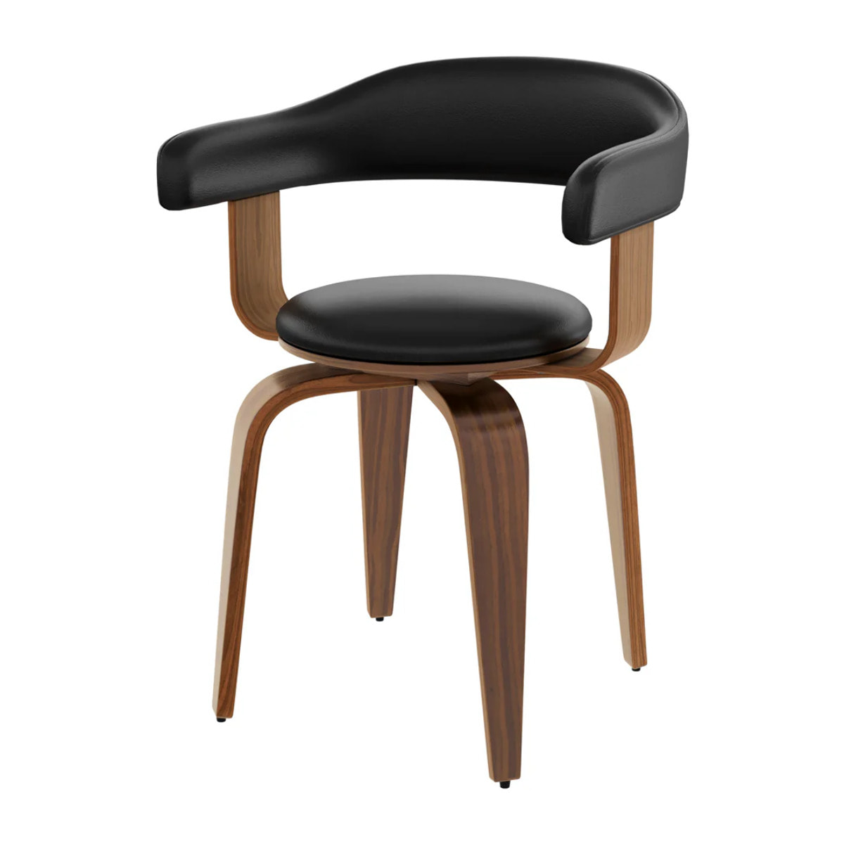 Chaise avec accoudoirs en cuir synthétique noir - Harold