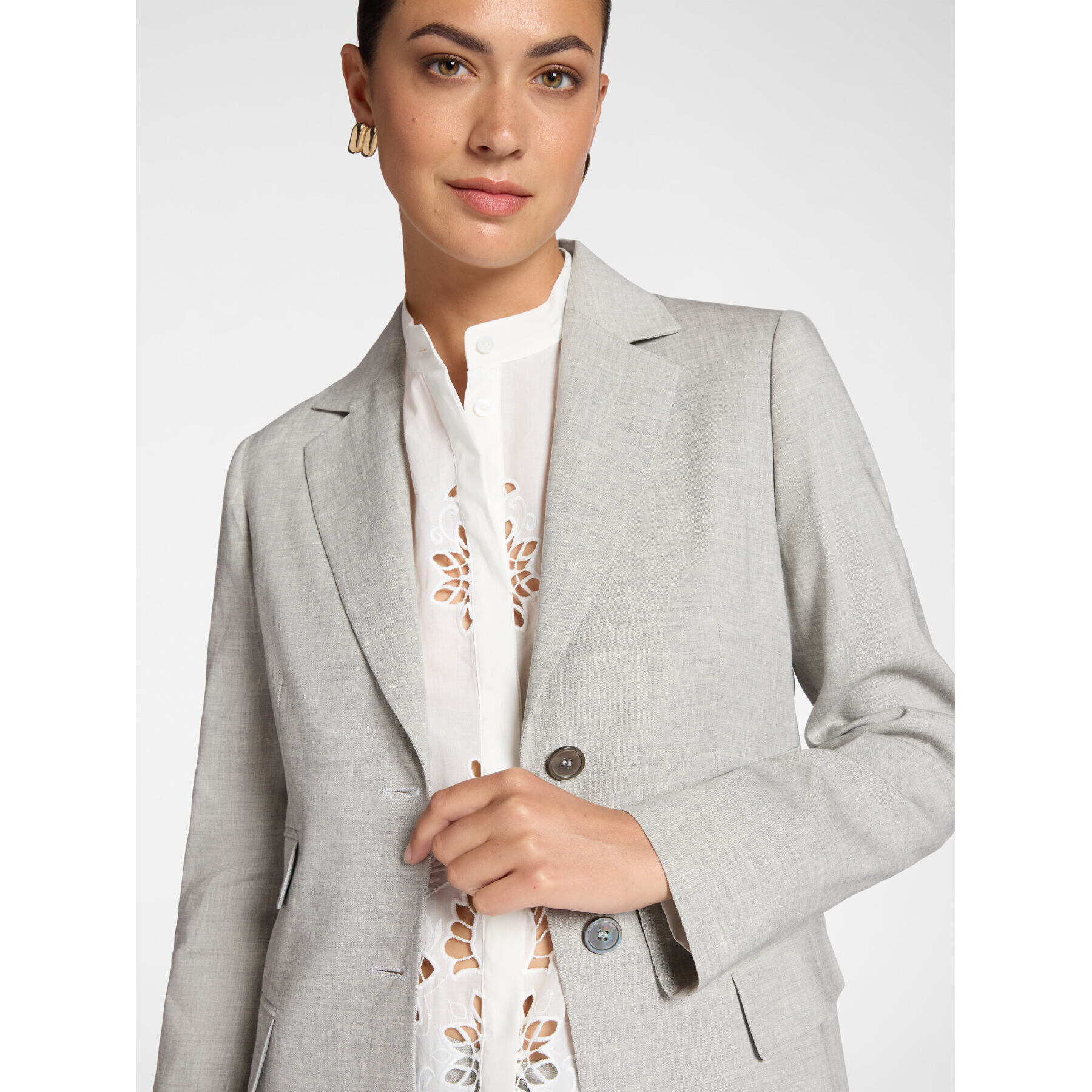 Elena Mirò - Blazer de mezcla de lino con botonadura sencilla - Gris