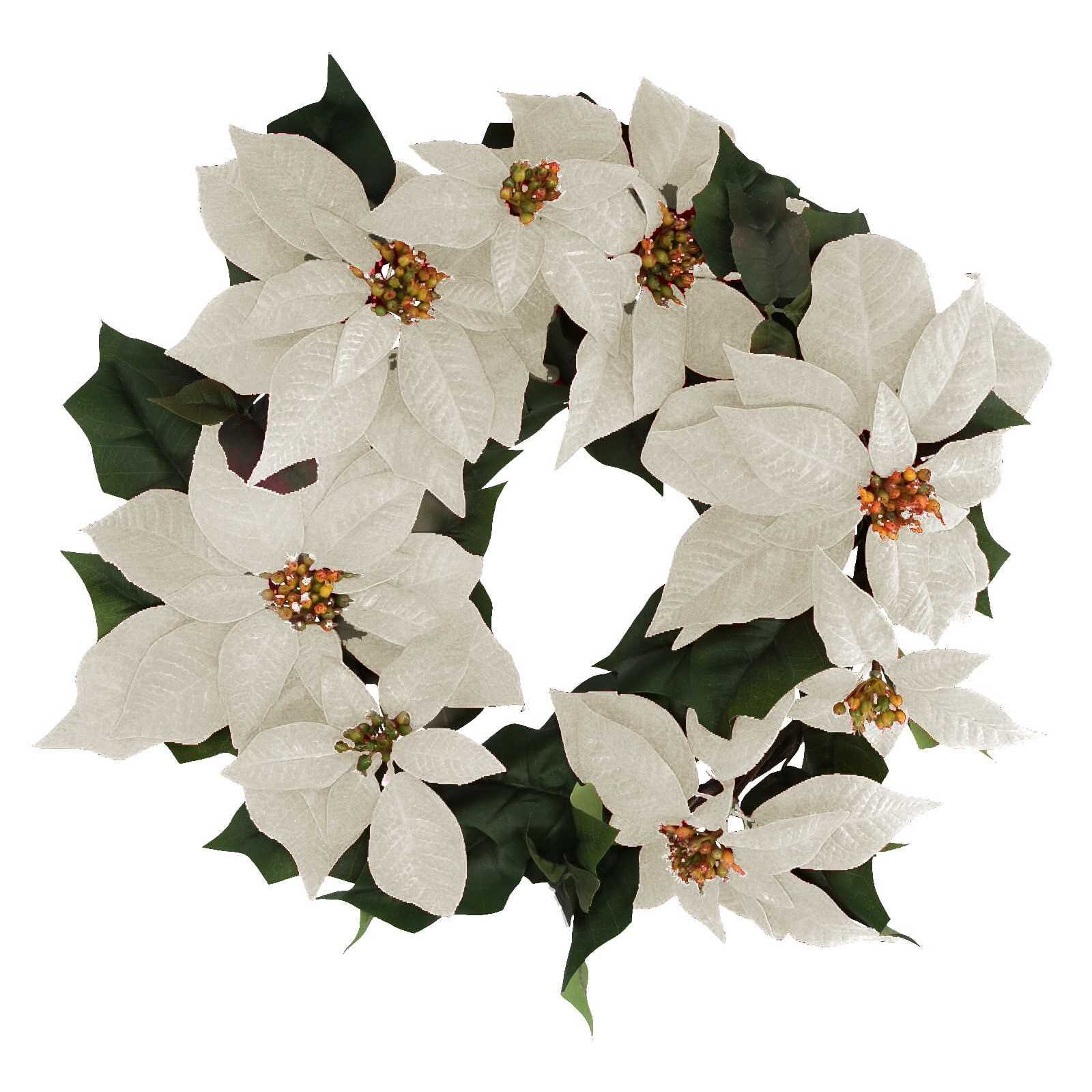 Ghirlanda in tessuto stella di natale bianco cm ø63,5h16,5