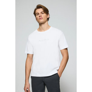 Camiseta blanca de manga corta y cuello redondo con logotipo Polo Club