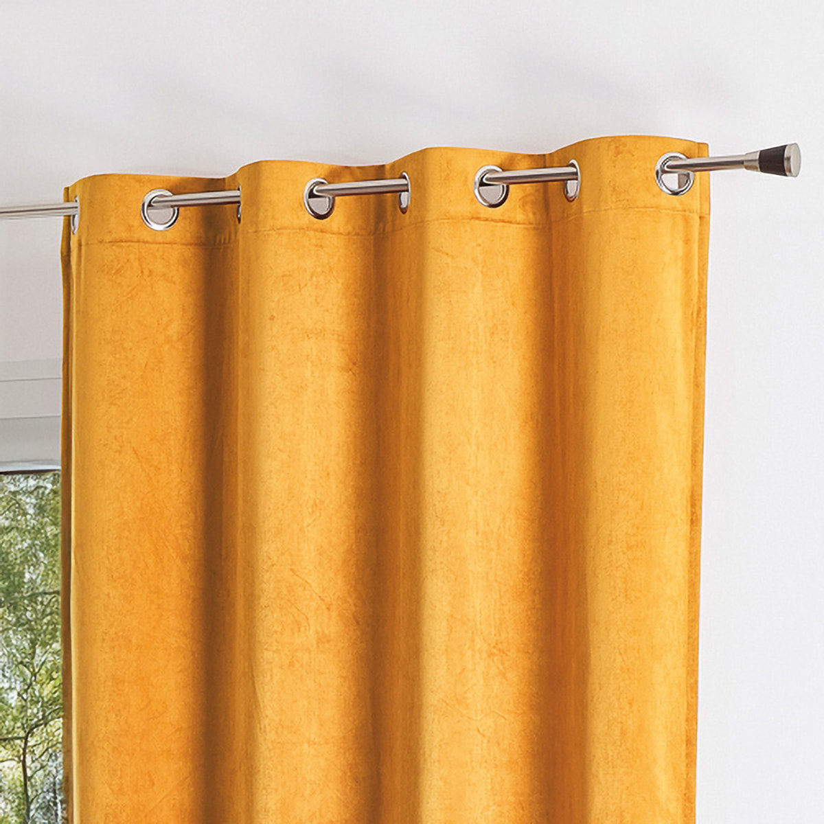 Rideau uni en suédine  - Effet daim et velours - Jaune Ocre